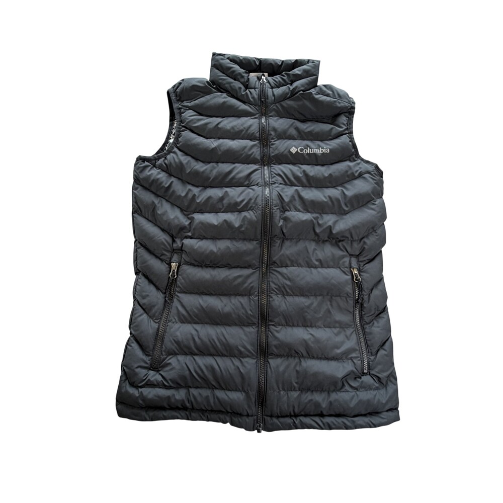 Columbia Omni-Heat Vest Mens Small Black Quilted Puffer Full Zip Warm Outdoor